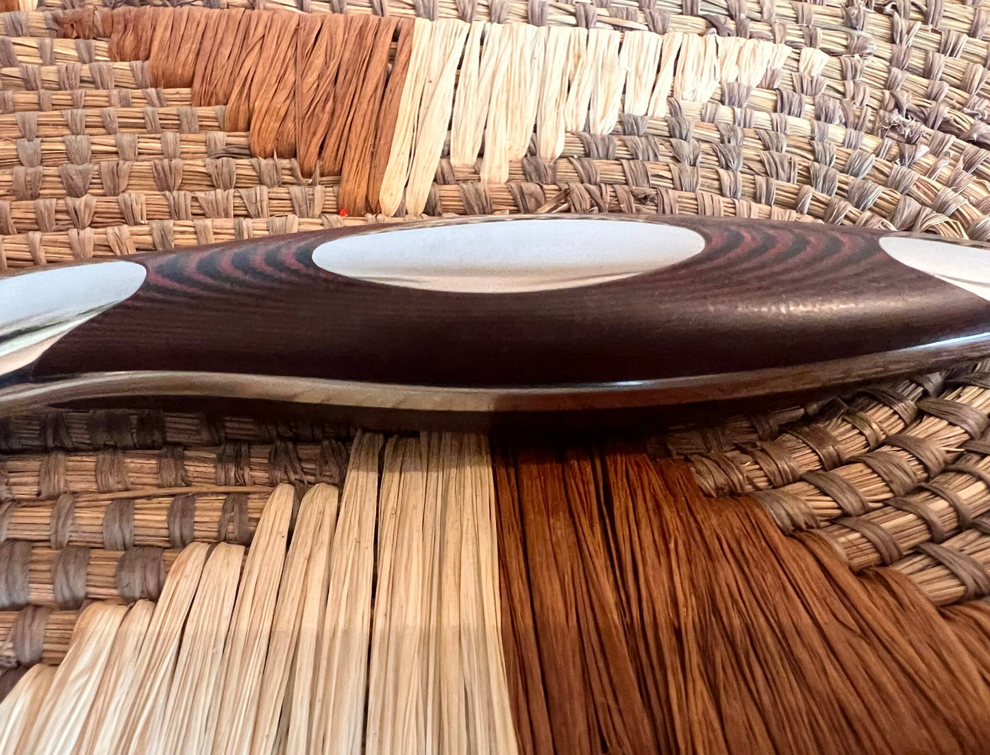 4PC G10 Brown Serrated Steak Knives/Dining Knives in Magnetic Bamboo Latched Box